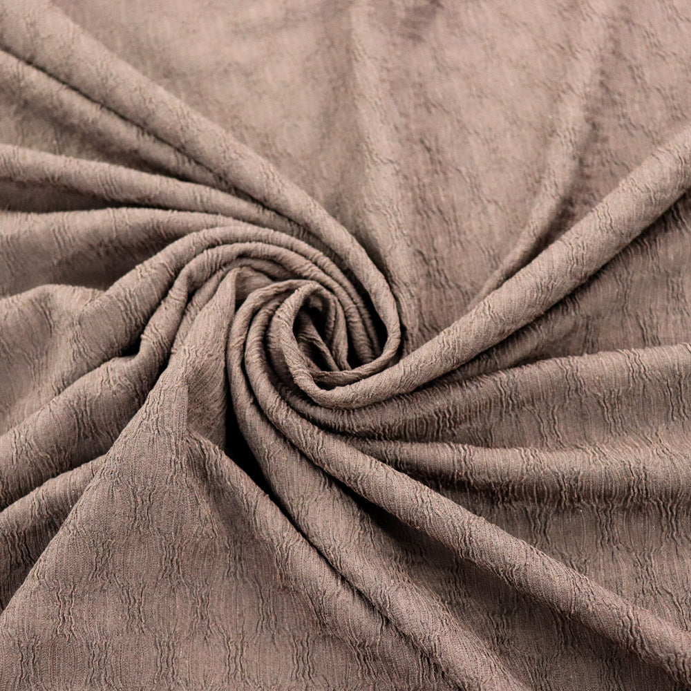 Chocolate Brown Textured 2 Way Stretch Dress Fabric