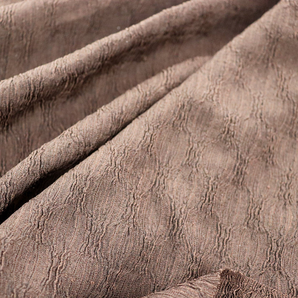 Chocolate Brown Textured 2 Way Stretch Dress Fabric