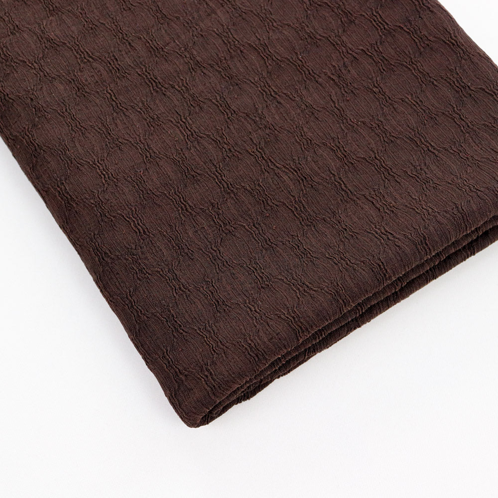 Chocolate Brown Textured 2 Way Stretch Dress Fabric