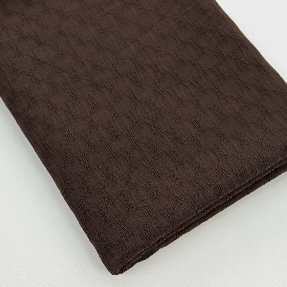 Chocolate Brown Textured 2 Way Stretch Dress Fabric