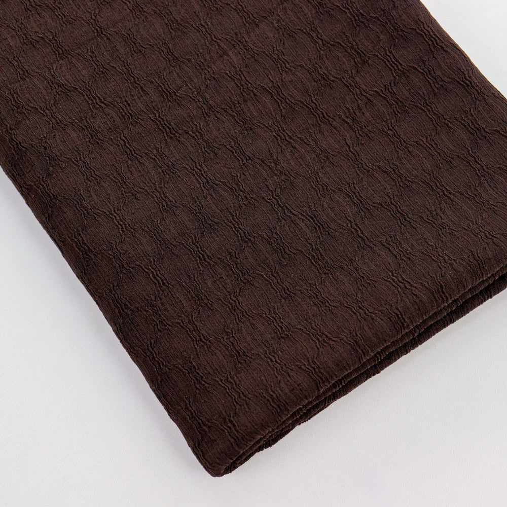 Chocolate Brown Textured 2 Way Stretch Dress Fabric