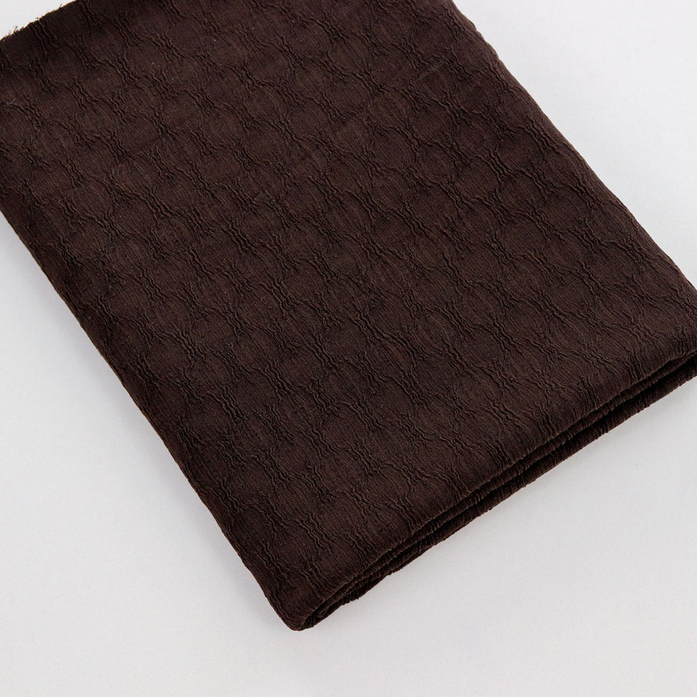 Chocolate Brown Textured 2 Way Stretch Dress Fabric