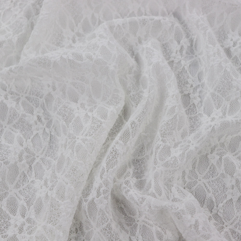 White Ditsy Floral Lace Dress Fabric