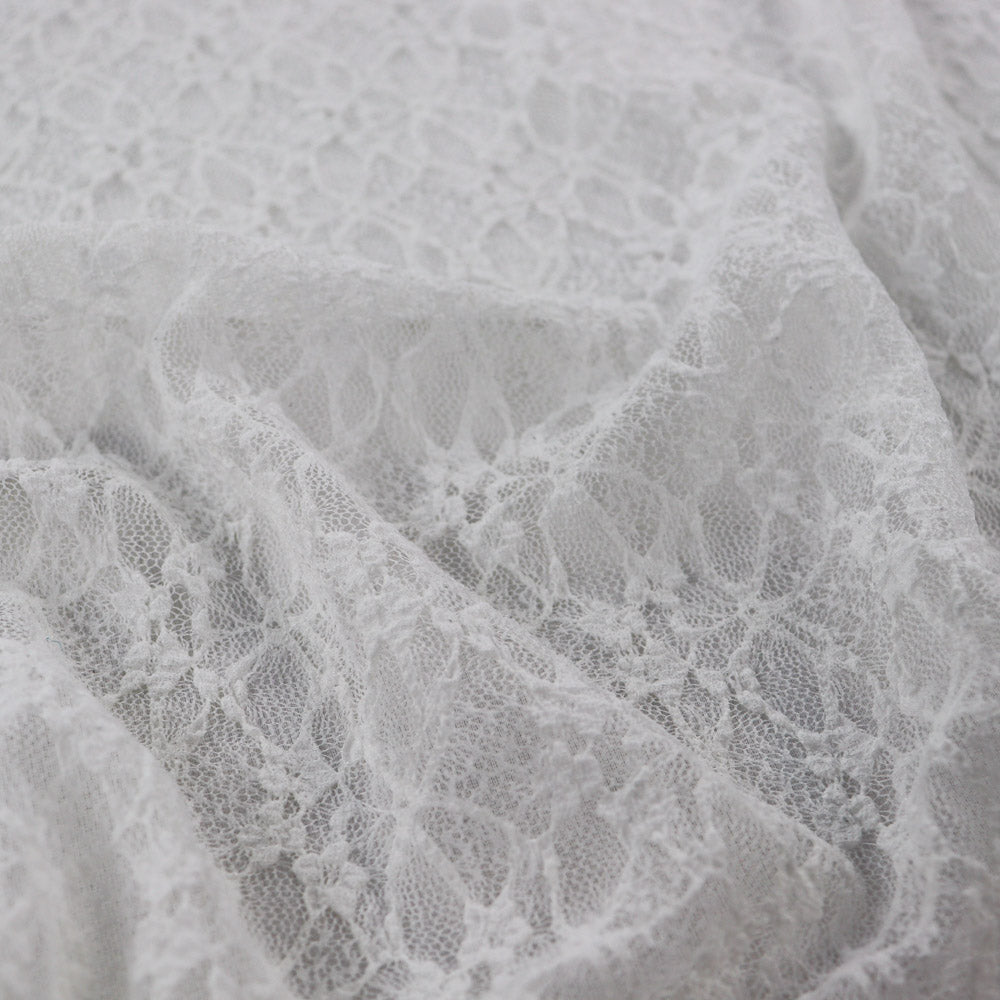White Ditsy Floral Lace Dress Fabric