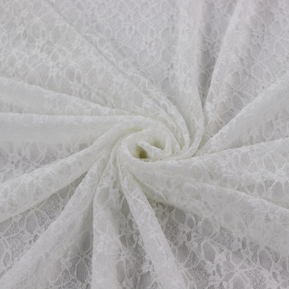 White Ditsy Floral Lace Dress Fabric