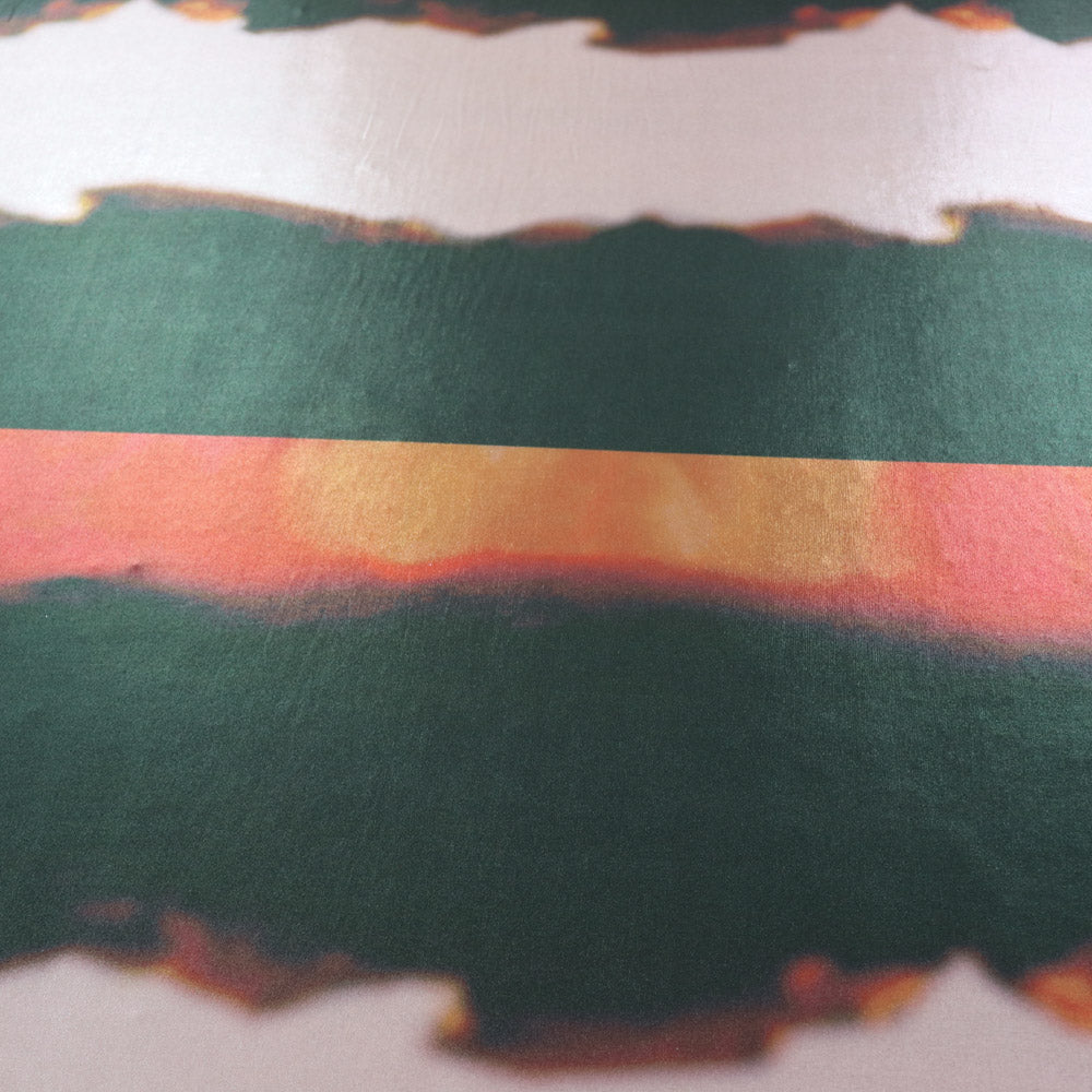 Green & Orange Abstract Stripe Foil High Stretch Jersey Fabric