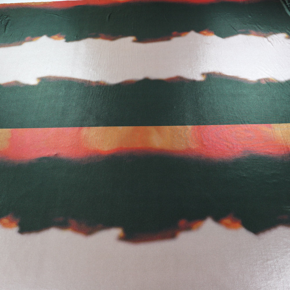 Green & Orange Abstract Stripe Foil High Stretch Jersey Fabric
