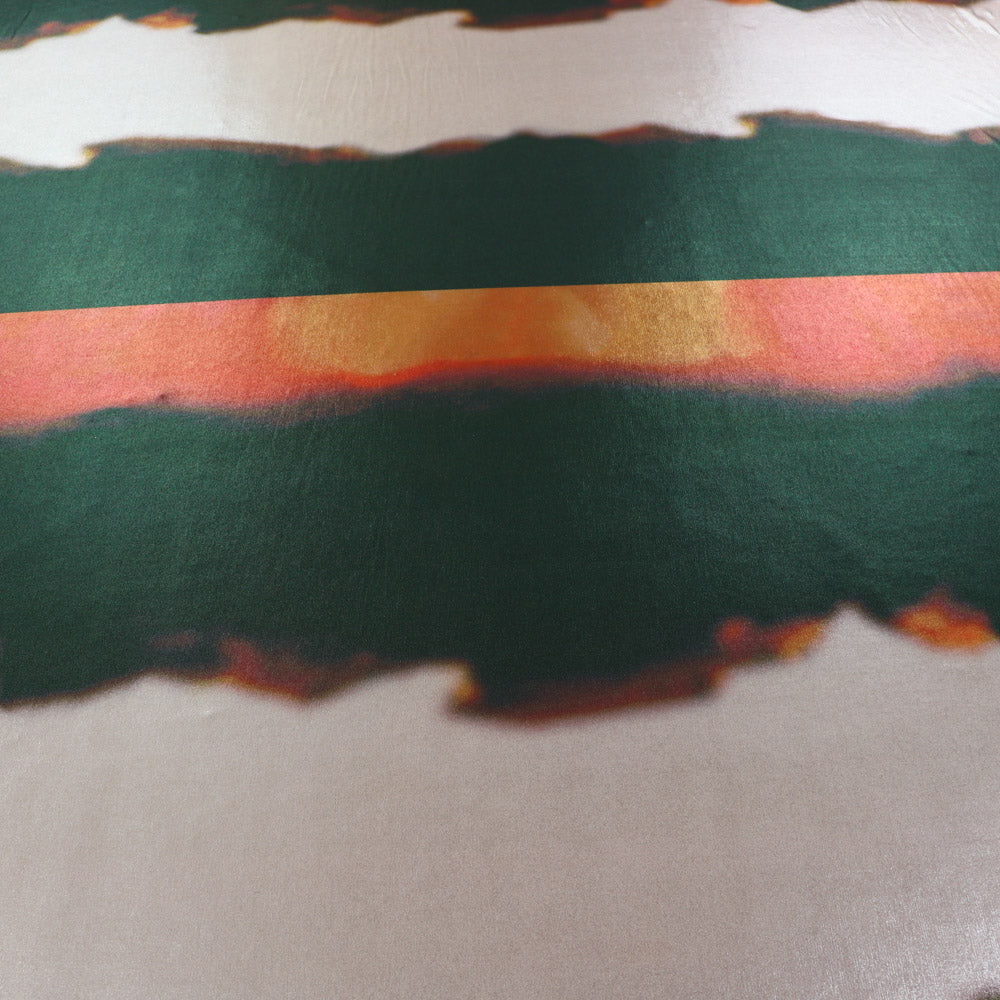 Green & Orange Abstract Stripe Foil High Stretch Jersey Fabric