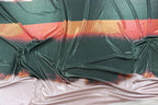 Green & Orange Abstract Stripe Foil High Stretch Jersey Fabric
