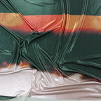 Green & Orange Abstract Stripe Foil High Stretch Jersey Fabric