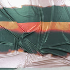 Green & Orange Abstract Stripe Foil High Stretch Jersey Fabric