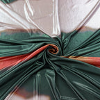 Green & Orange Abstract Stripe Foil High Stretch Jersey Fabric