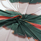 Green & Orange Abstract Stripe Foil High Stretch Jersey Fabric