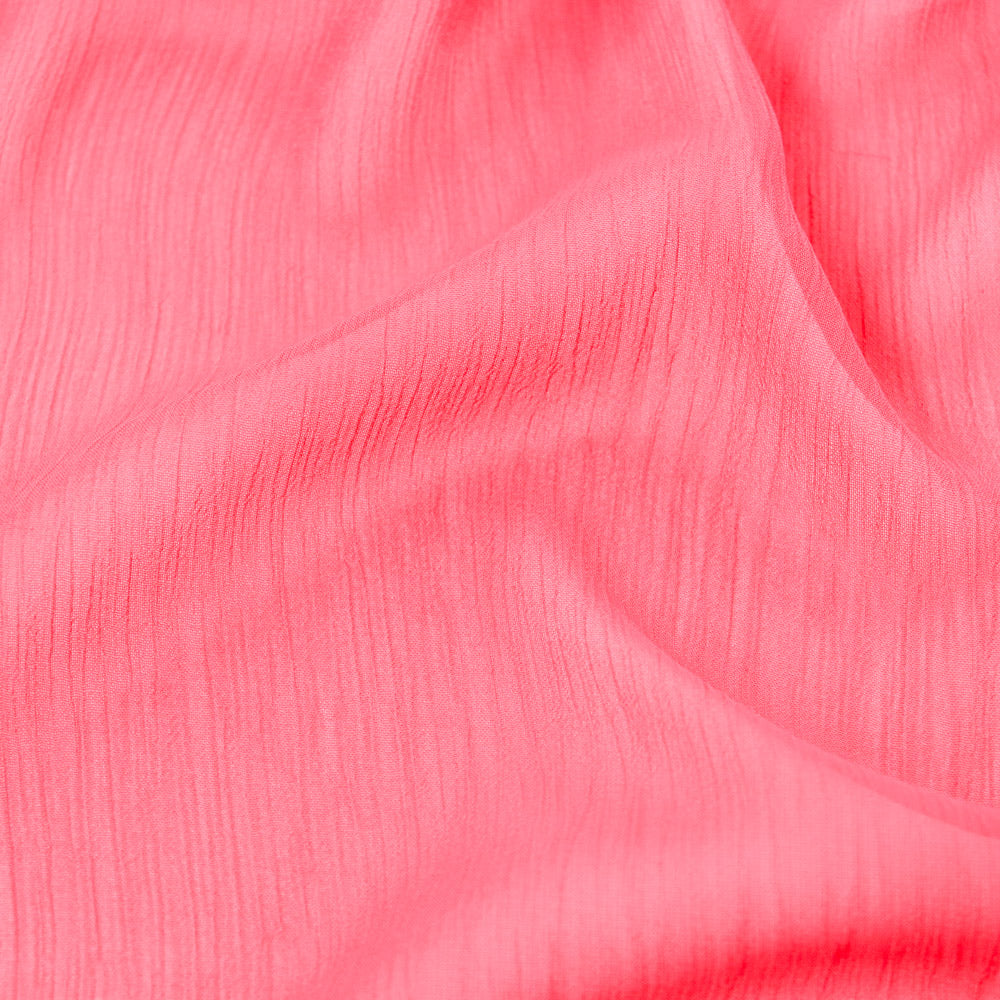Coral Pink Crinkle Yoryu Chiffon Fabric