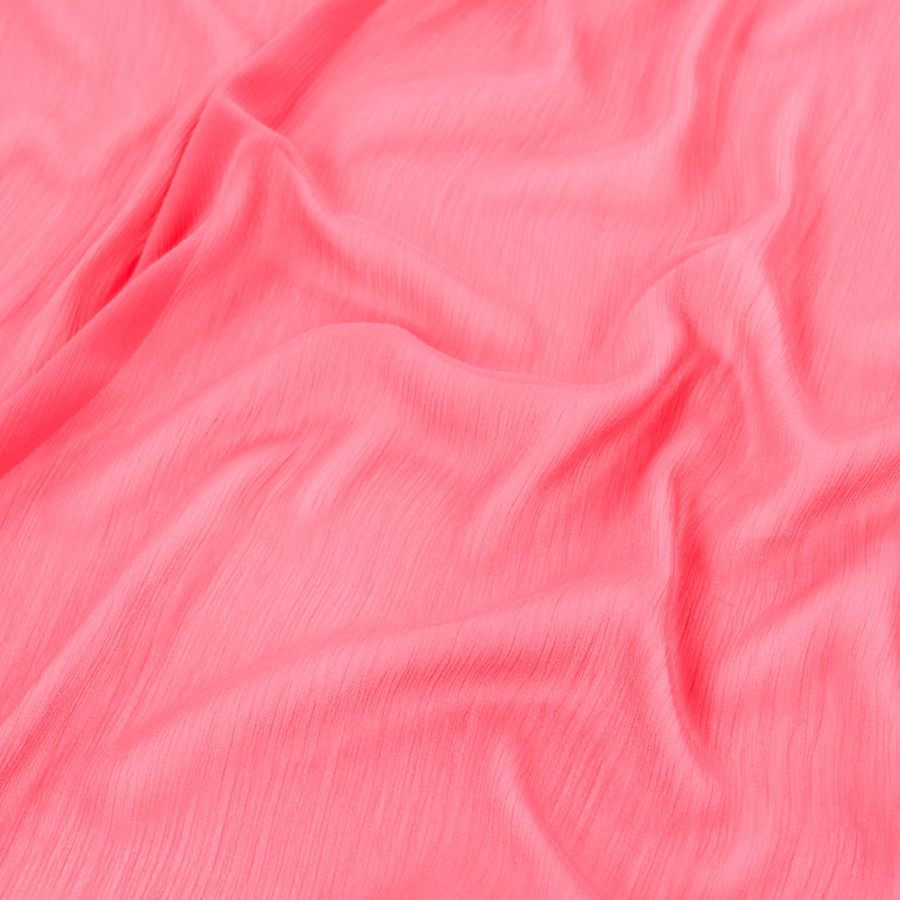 Coral Pink Crinkle Yoryu Chiffon Fabric