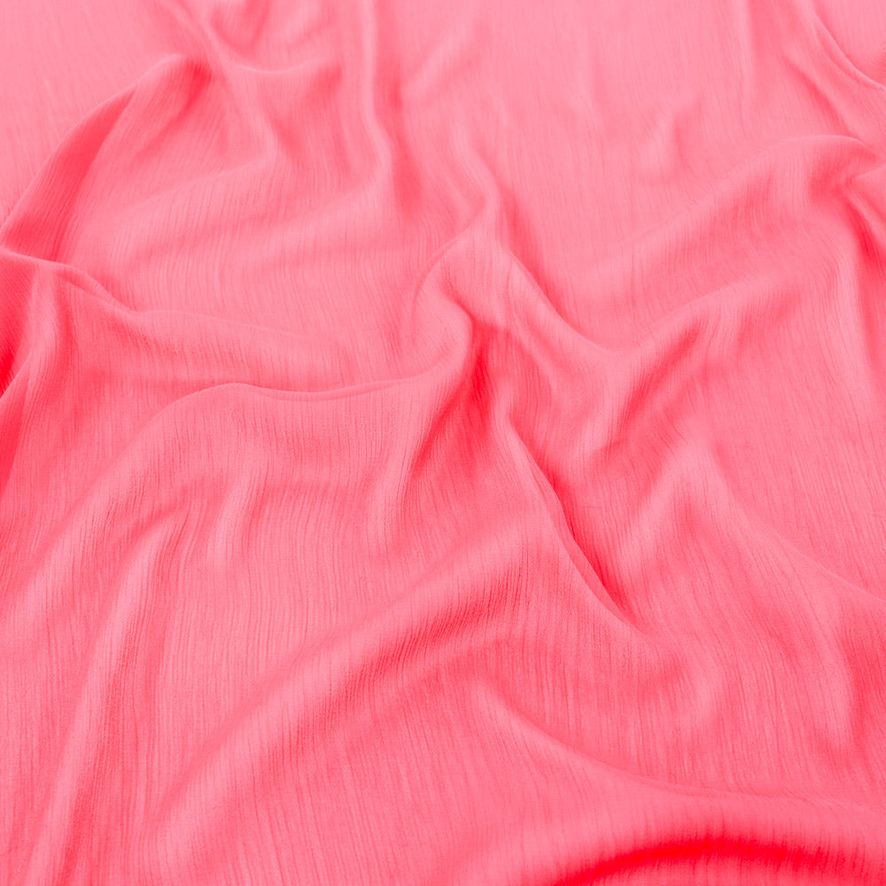 Coral Pink Crinkle Yoryu Chiffon Fabric