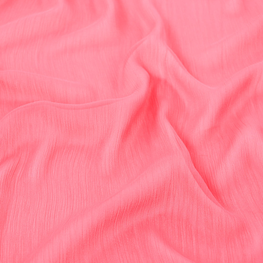 Coral Pink Crinkle Yoryu Chiffon Fabric