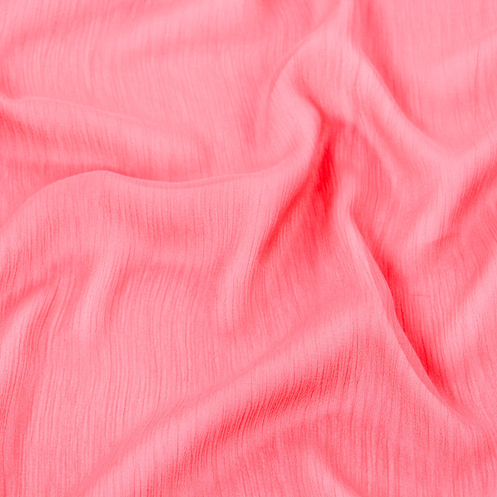 Coral Pink Crinkle Yoryu Chiffon Fabric
