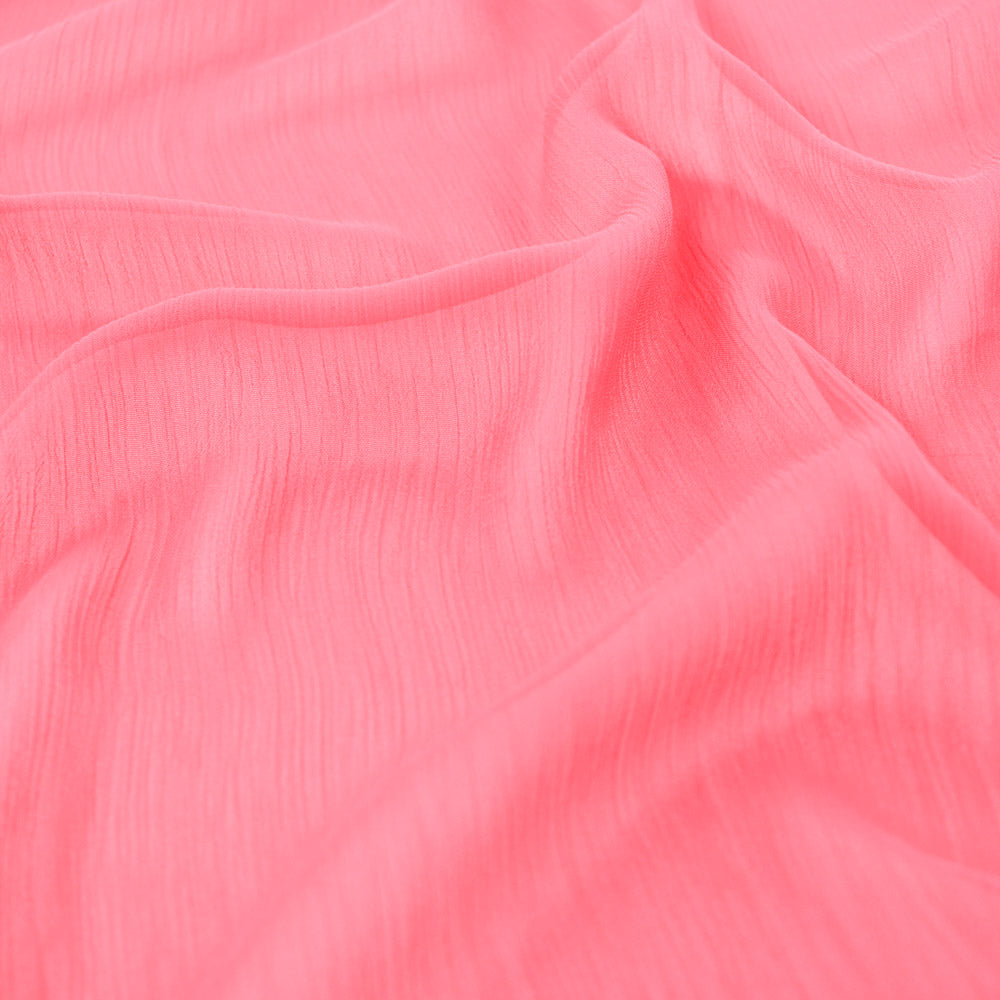 Coral Pink Crinkle Yoryu Chiffon Fabric