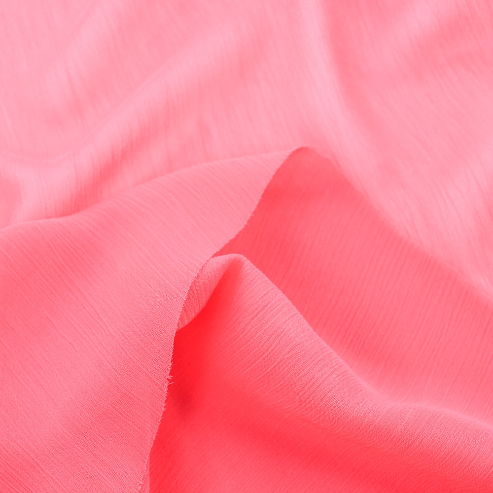 Coral Pink Crinkle Yoryu Chiffon Fabric