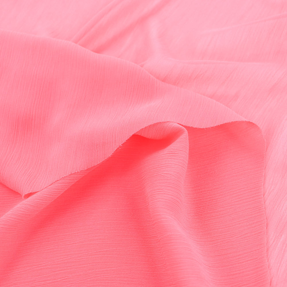 Coral Pink Crinkle Yoryu Chiffon Fabric