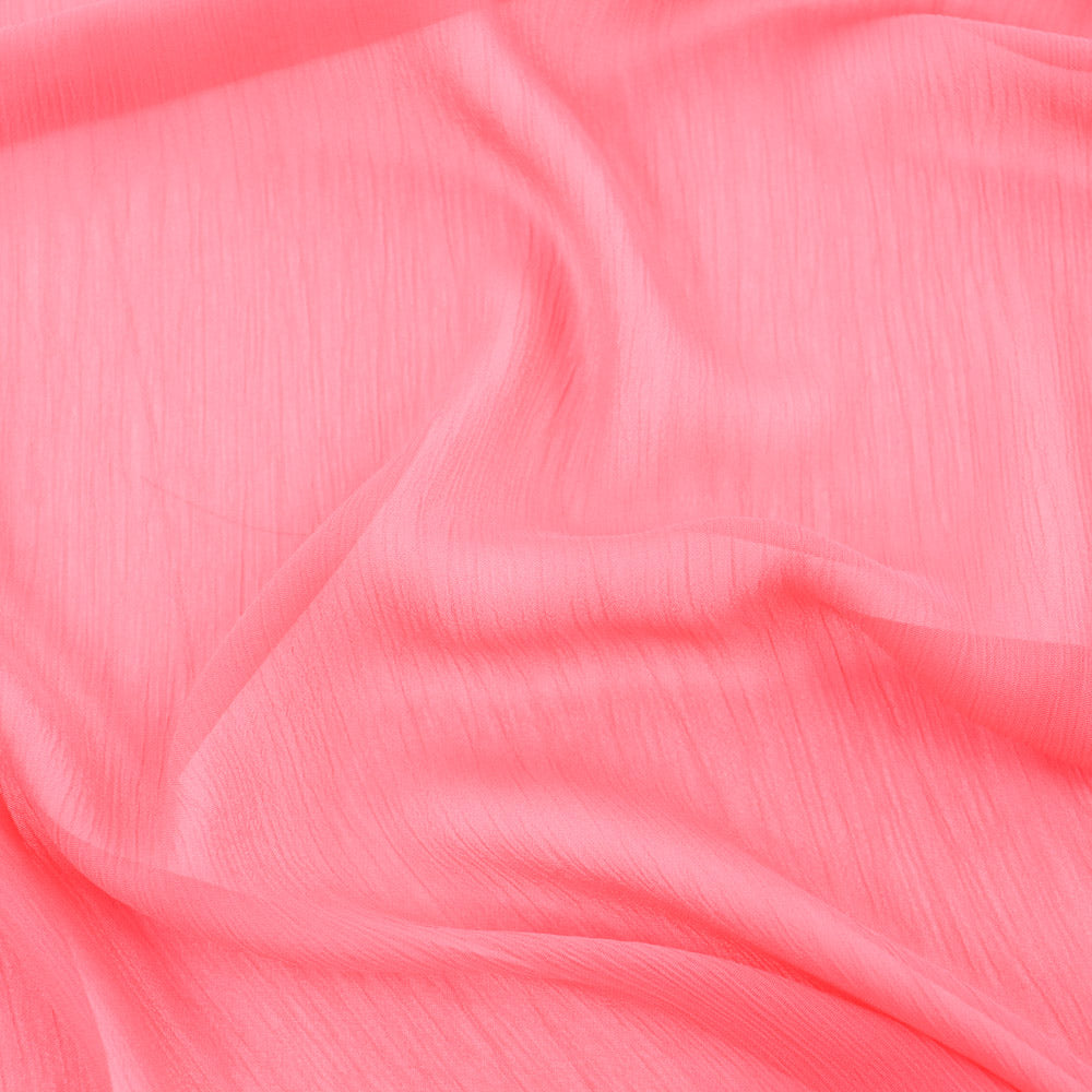 Coral Pink Crinkle Yoryu Chiffon Fabric