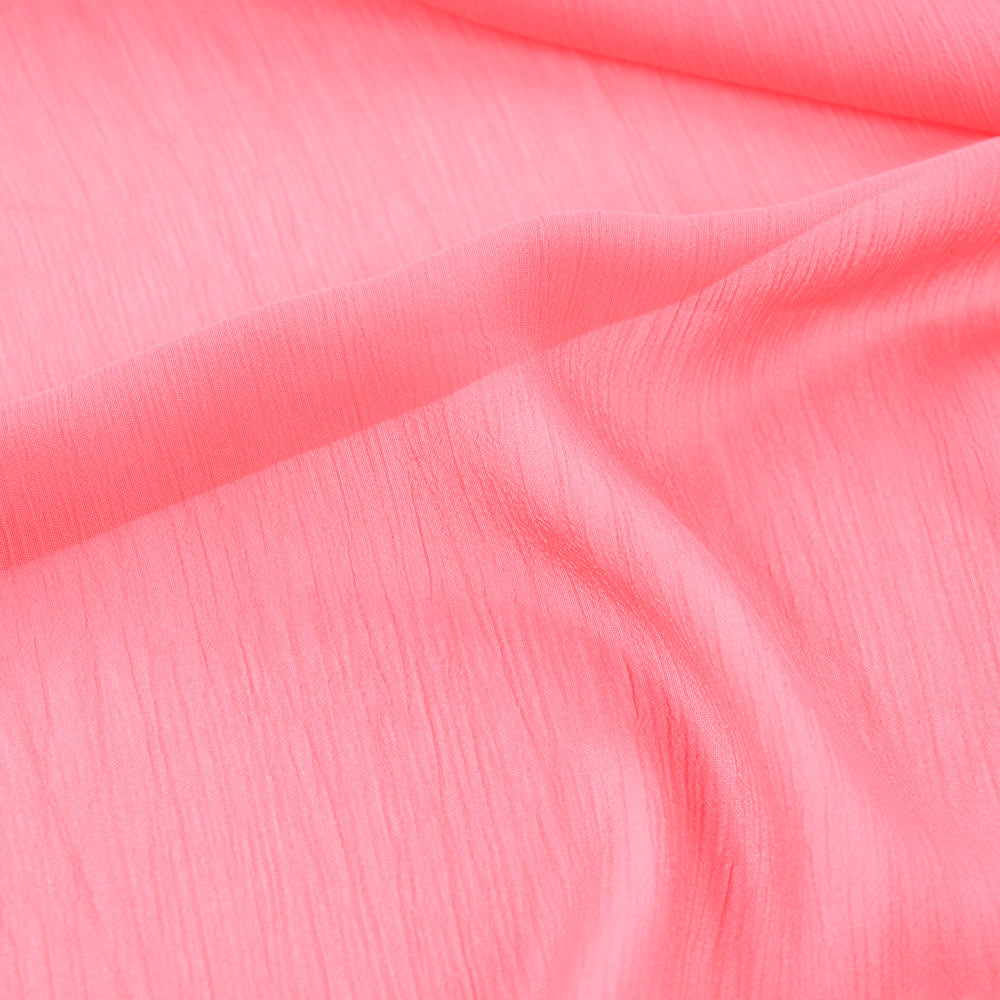 Coral Pink Crinkle Yoryu Chiffon Fabric