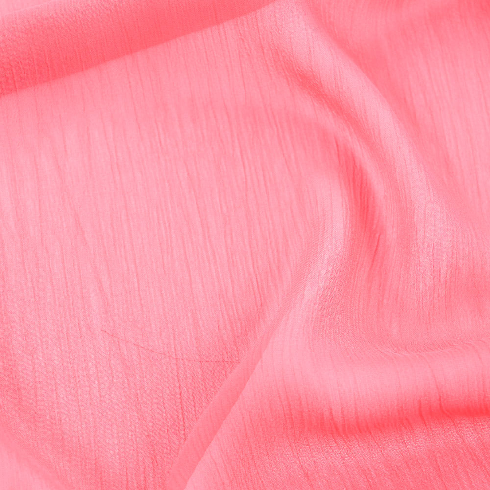Coral Pink Crinkle Yoryu Chiffon Fabric