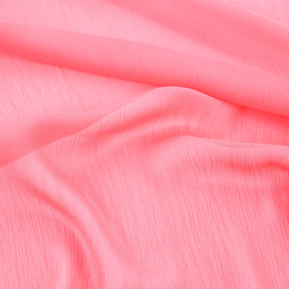 Coral Pink Crinkle Yoryu Chiffon Fabric