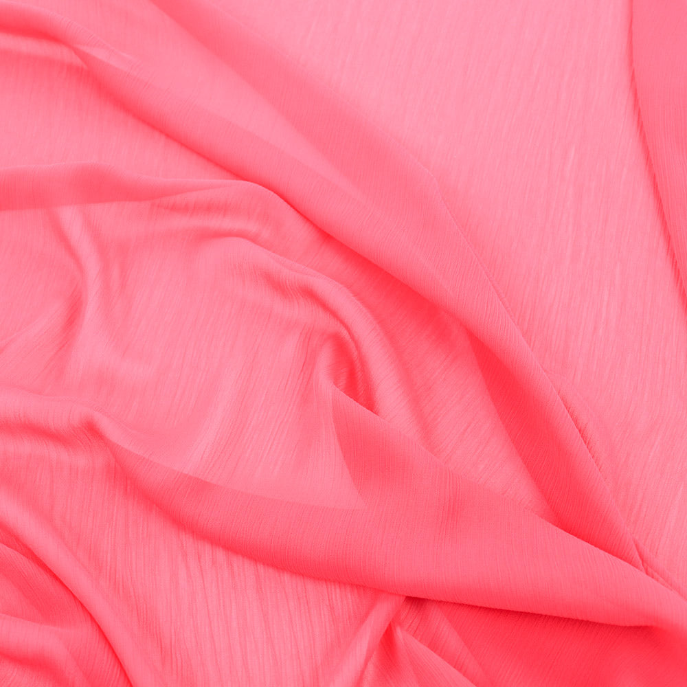 Coral Pink Crinkle Yoryu Chiffon Fabric
