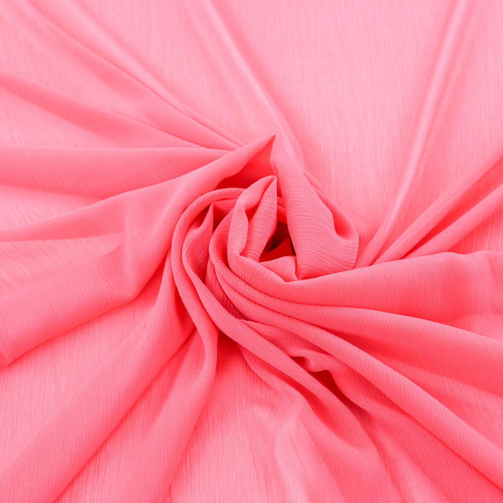 Coral Pink Crinkle Yoryu Chiffon Fabric