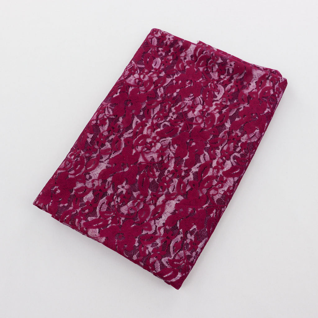 Wine Floral Lace Dress Fabric