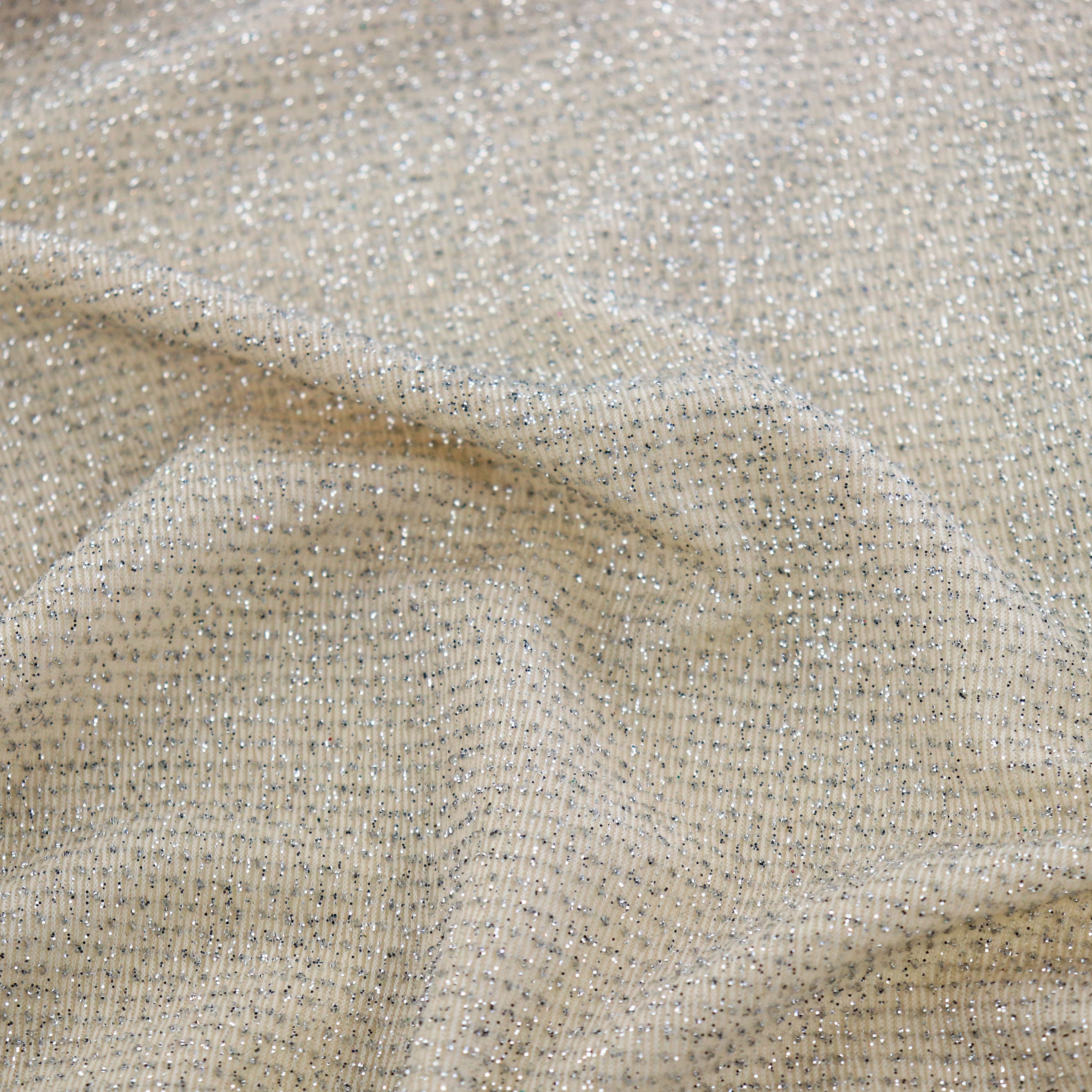 Silver Glitter Nylon Frice Fabric
