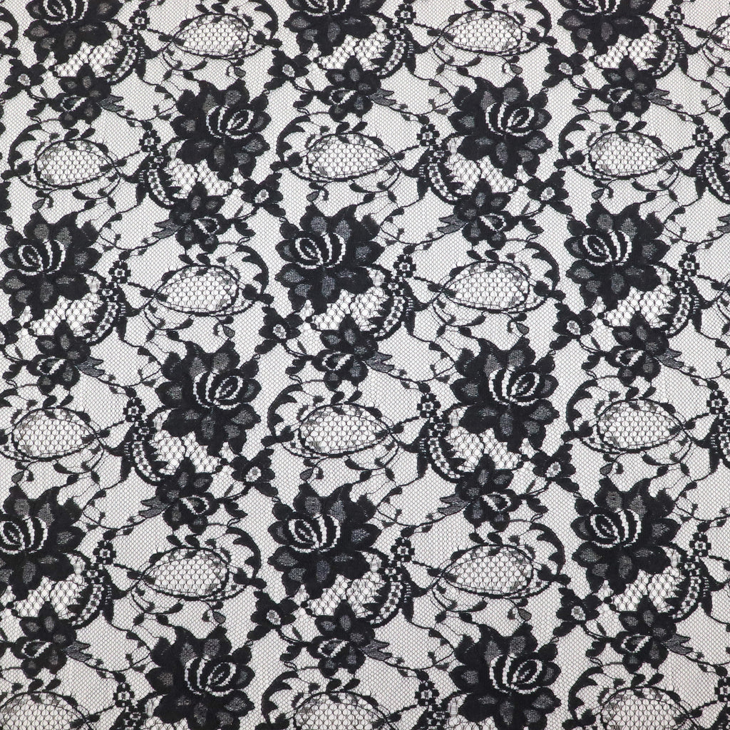 Black Floral Rose Lace Dress Fabric
