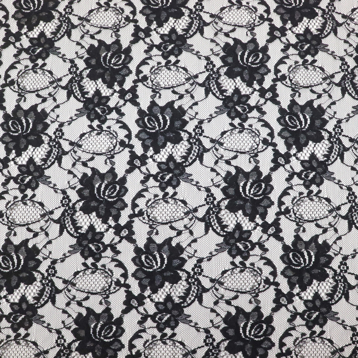 Black Floral Rose Lace Dress Fabric