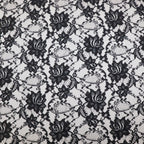 Black Floral Rose Lace Dress Fabric