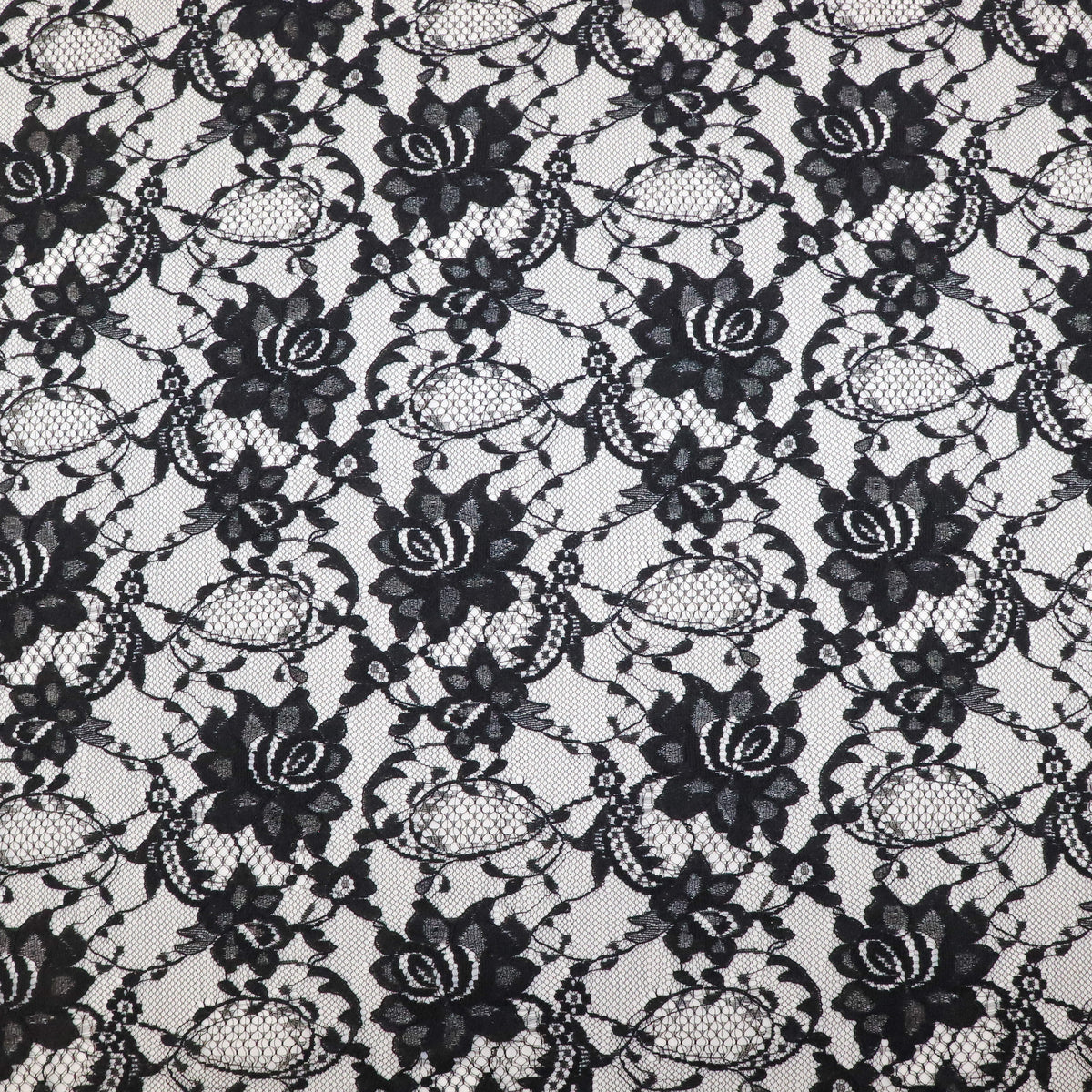 Black Floral Rose Lace Dress Fabric