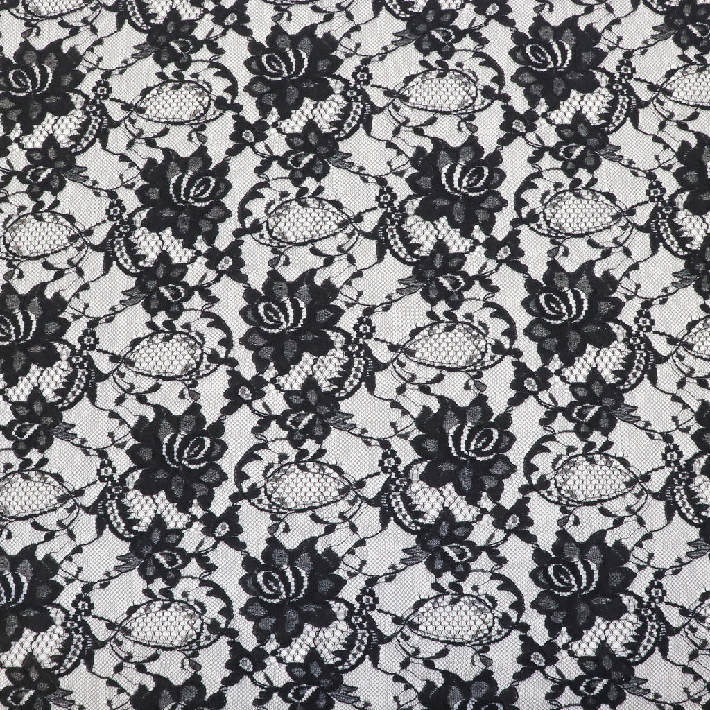Black Floral Rose Lace Dress Fabric