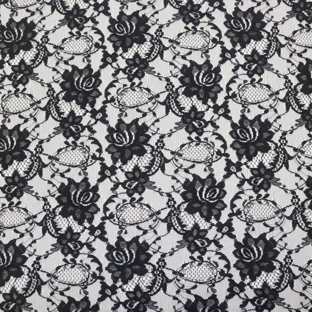 Black Floral Rose Lace Dress Fabric