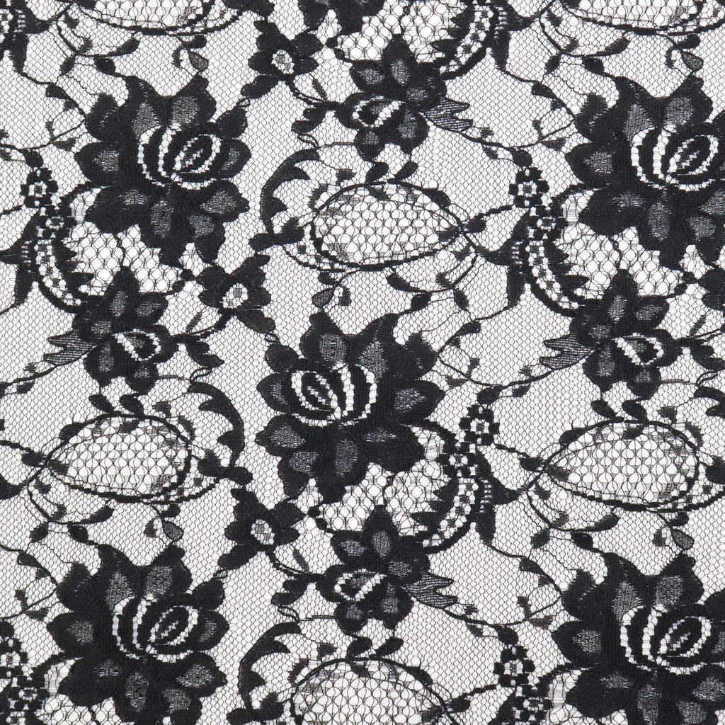 Black Floral Rose Lace Dress Fabric