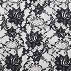 Black Floral Rose Lace Dress Fabric