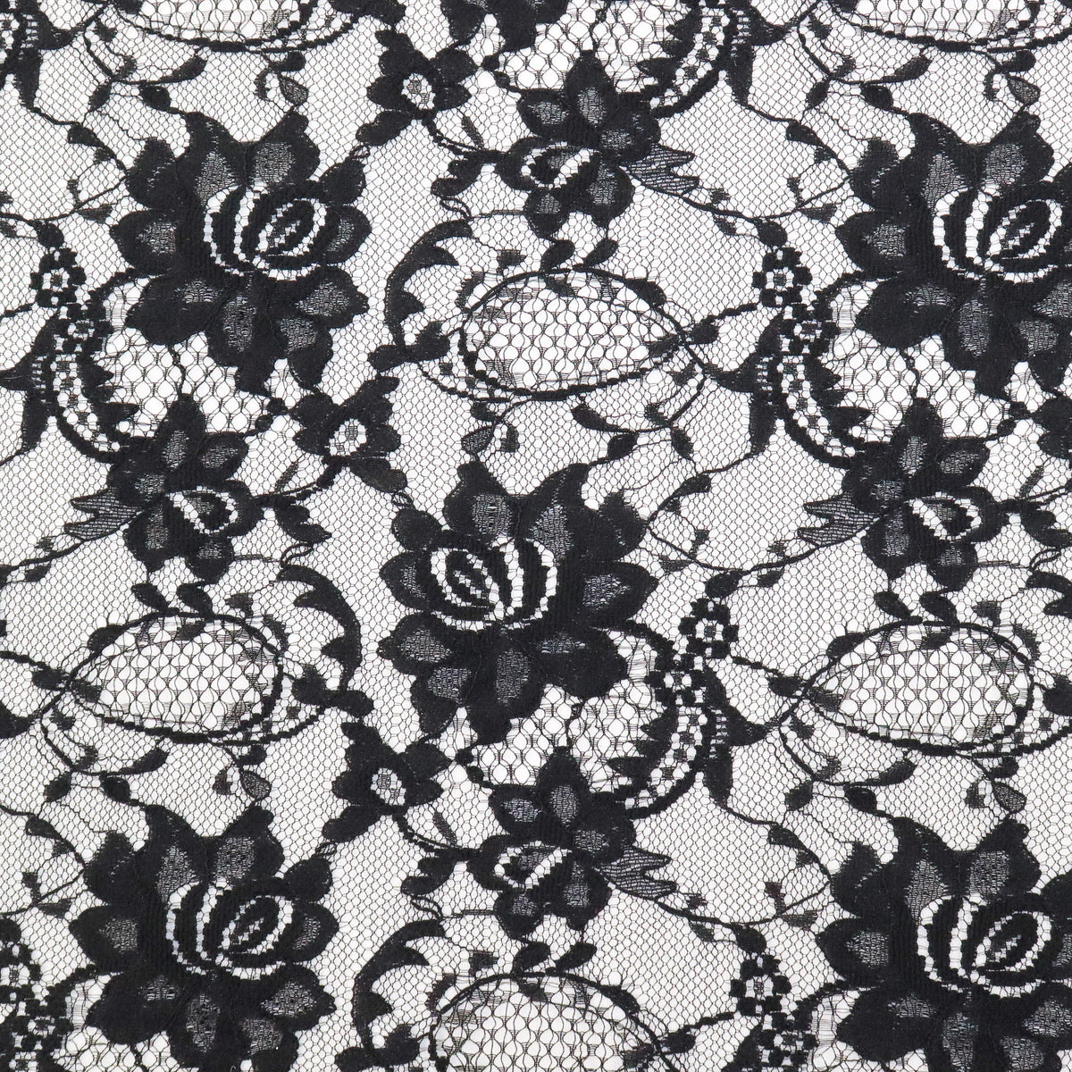 Black Floral Rose Lace Dress Fabric