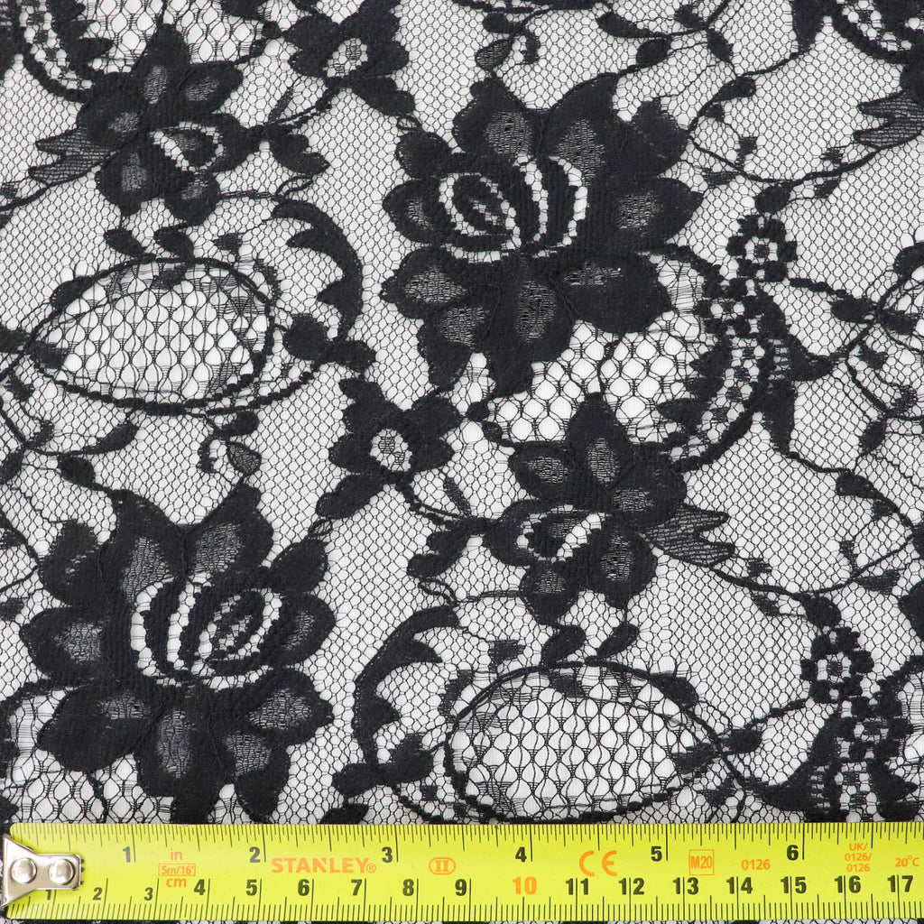 Black Floral Rose Lace Dress Fabric