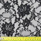 Black Floral Rose Lace Dress Fabric