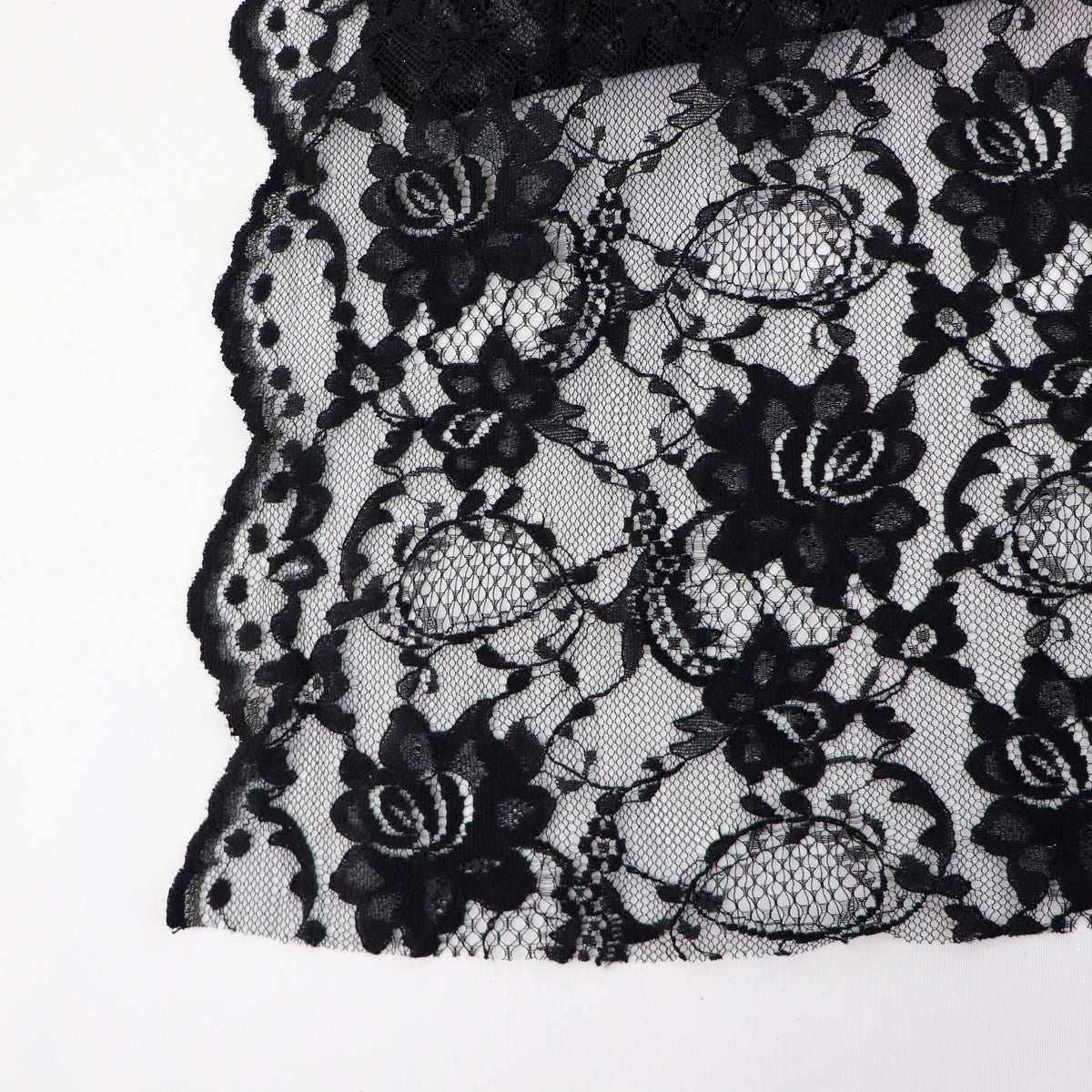 Black Floral Rose Lace Dress Fabric