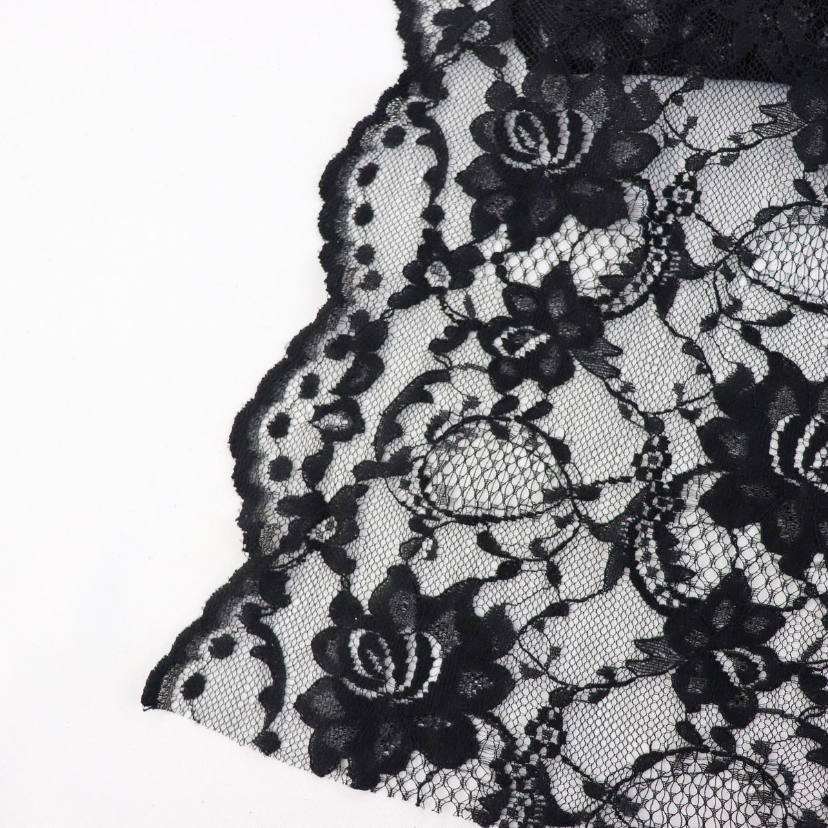 Black Floral Rose Lace Dress Fabric