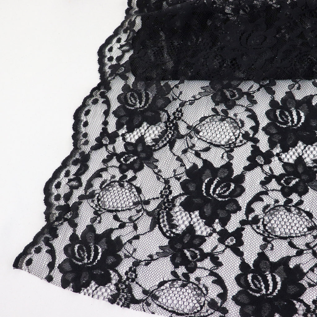 Black Floral Rose Lace Dress Fabric