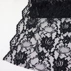 Black Floral Rose Lace Dress Fabric