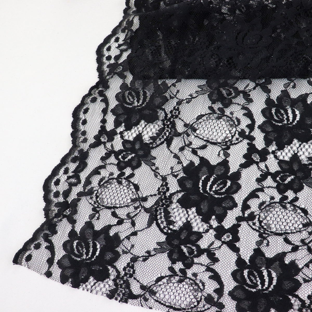 Black Floral Rose Lace Dress Fabric