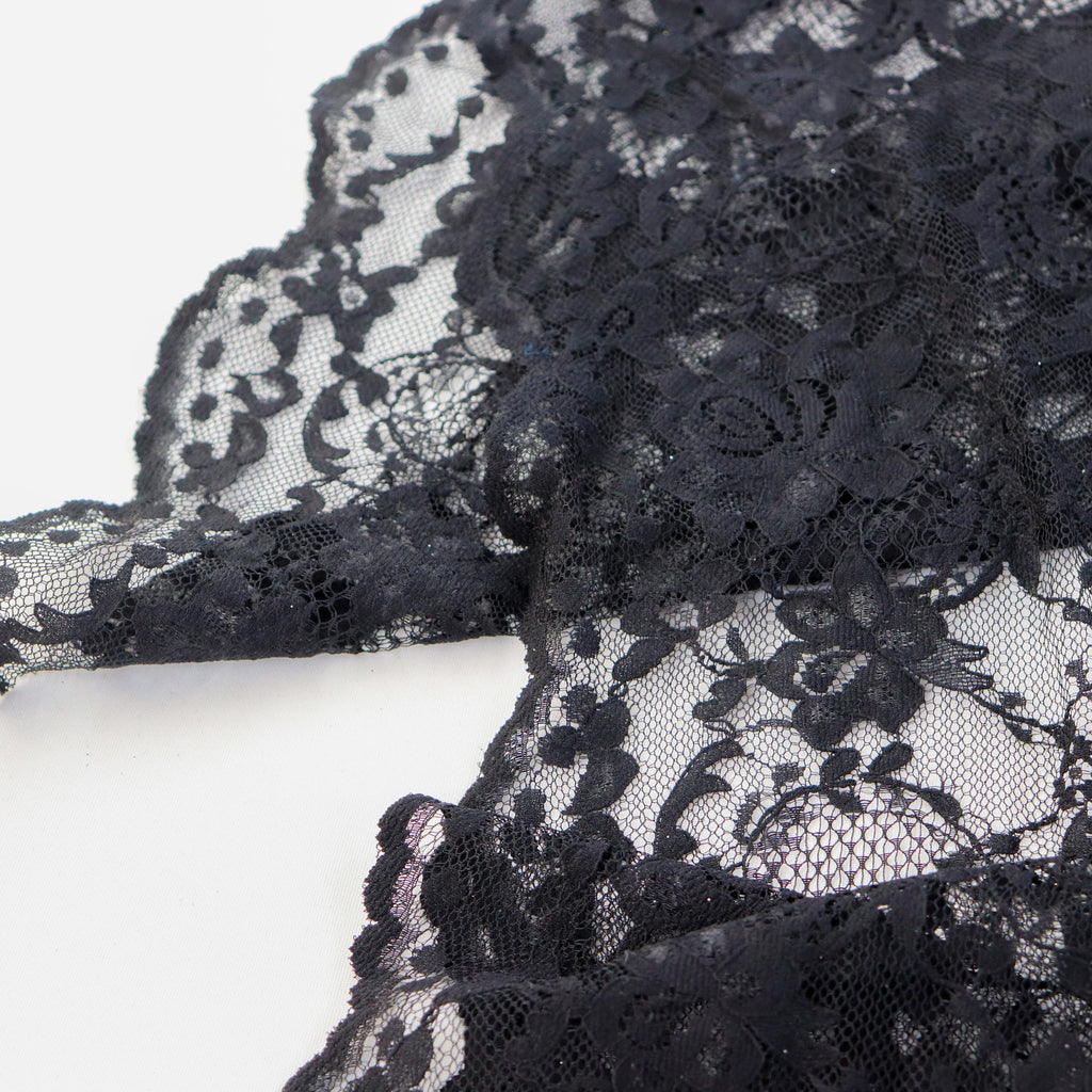 Black Floral Rose Lace Dress Fabric